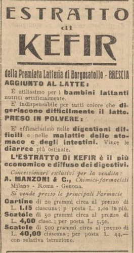 Pubblicità Estratto di Kefir, “Gazzetta di Parma”, 13 febbraio 1923.