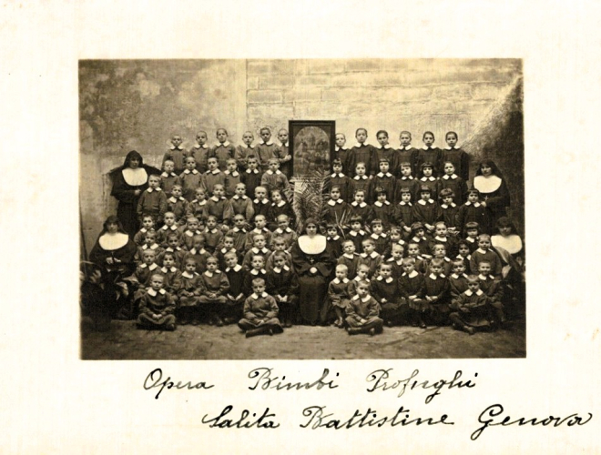 Cartolina postale del Nido Bimbi profughi di Genova, 1918 (Archivio Ligure della scrittura popolare)